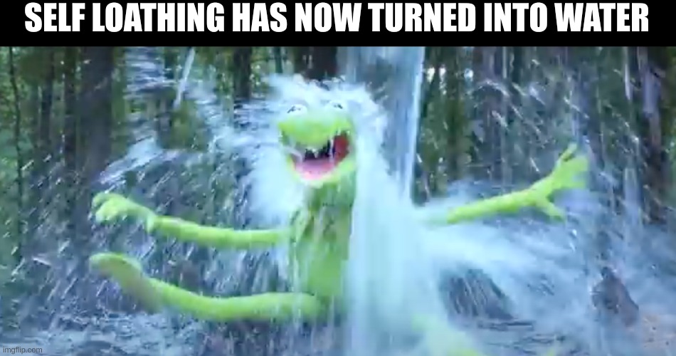 drenched kermit | SELF LOATHING HAS NOW TURNED INTO WATER | image tagged in drenched kermit | made w/ Imgflip meme maker