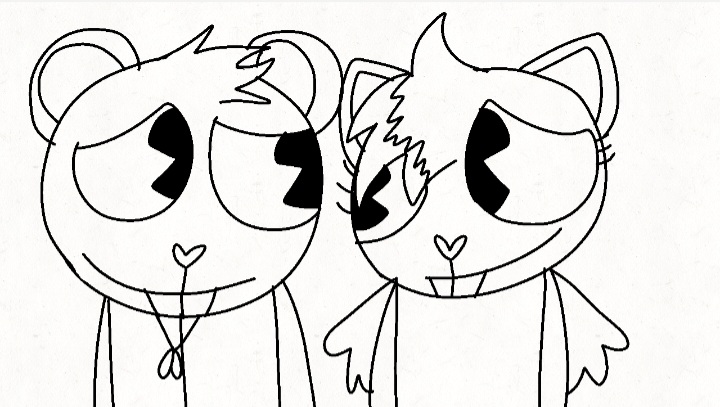 flippy and kitty drawn by reddma Blank Meme Template