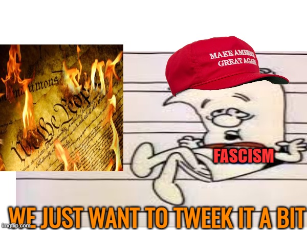 FASCISM WE JUST WANT TO TWEEK IT A BIT | made w/ Imgflip meme maker