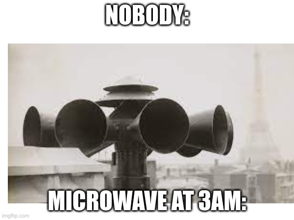 there goes the secrecy :D | NOBODY:; MICROWAVE AT 3AM: | image tagged in air raid siren,microwave,siren,send help,3am | made w/ Imgflip meme maker