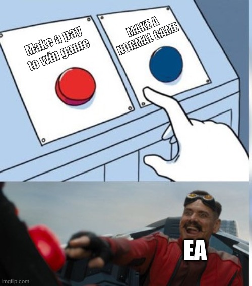 Two Buttons Eggman |  MAKE A NORMAL GAME; Make a pay to win game; EA | image tagged in two buttons eggman | made w/ Imgflip meme maker