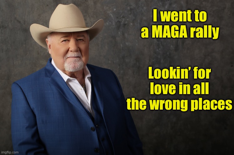 Johnny Lee Gets Political | I went to a MAGA rally; Lookin’ for love in all the wrong places | image tagged in politics | made w/ Imgflip meme maker