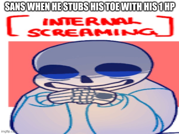 We All Stubbed Toe Tho | SANS WHEN HE STUBS HIS TOE WITH HIS 1 HP | image tagged in meme,undertale,sans undertale,internal screaming,gaming,funny | made w/ Imgflip meme maker