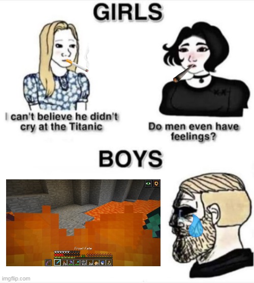 OOF | image tagged in do men even have feelings,minecraft | made w/ Imgflip meme maker