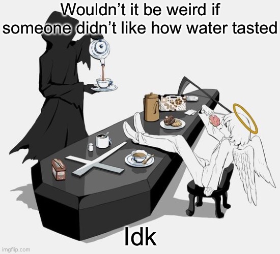 Avogado6 | Wouldn’t it be weird if someone didn’t like how water tasted; Idk | image tagged in avogado6 | made w/ Imgflip meme maker