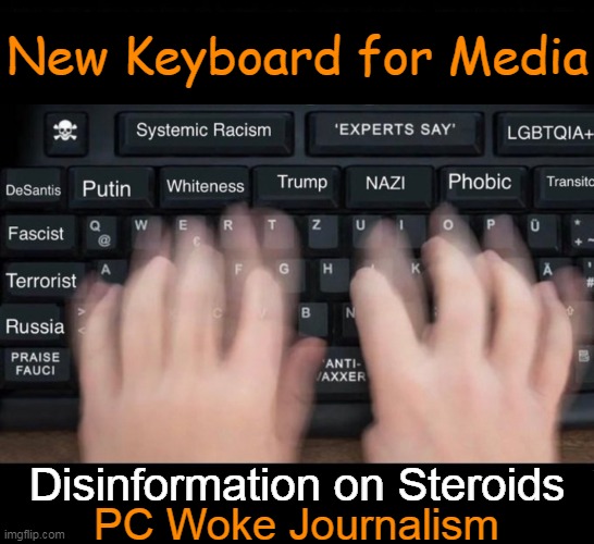 “Beware of pro-government media in your country, because it doesn’t open your eyes, it just makes you blind!” ― Mehmet Murat ild | New Keyboard for Media; Disinformation on Steroids; PC Woke Journalism | image tagged in politics,biased media,agenda,woke,politically correct,political humor | made w/ Imgflip meme maker