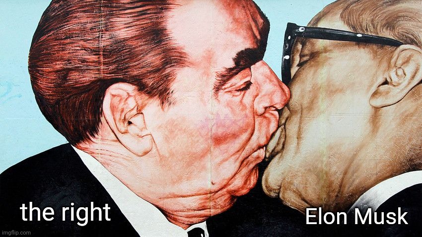 socialist kiss | Elon Musk; the right | made w/ Imgflip meme maker