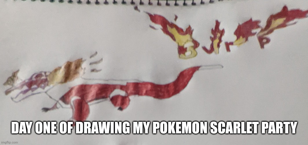 Day one of drawing my Pokemon scarlet party: Burp the Skelidirge | DAY ONE OF DRAWING MY POKEMON SCARLET PARTY | image tagged in pokemon | made w/ Imgflip meme maker