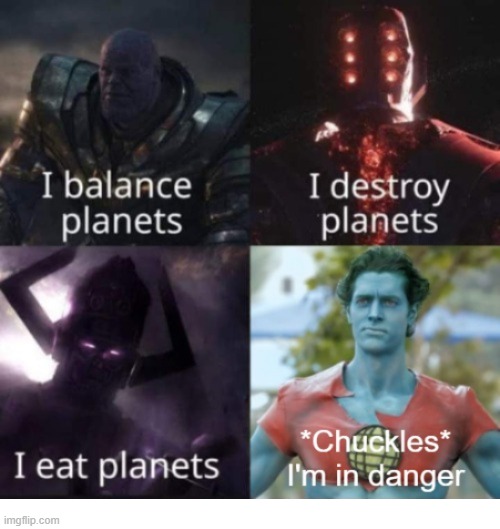MCU Big Baddies Mess Up Planets Captain Planet in Danger | image tagged in mcu,thanos,celestial,galactus,captain planet | made w/ Imgflip meme maker
