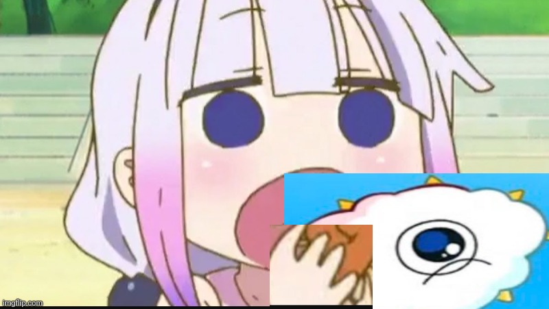 Kanna eating a crab | image tagged in kanna eating a crab | made w/ Imgflip meme maker