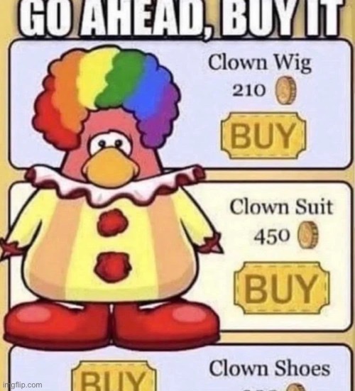 What stream should i post this in | image tagged in club penguin clown | made w/ Imgflip meme maker