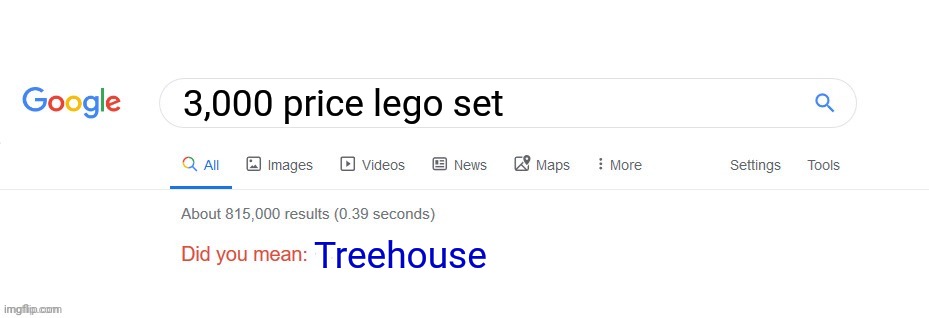 Did you mean? | 3,000 price lego set; Treehouse | image tagged in did you mean | made w/ Imgflip meme maker