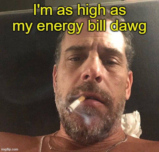 Thank's Obama | I'm as high as my energy bill dawg | image tagged in hunter biden | made w/ Imgflip meme maker