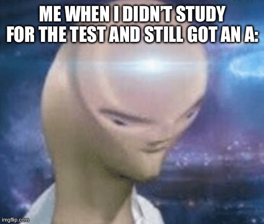 SMORT | ME WHEN I DIDN’T STUDY FOR THE TEST AND STILL GOT AN A: | image tagged in smort | made w/ Imgflip meme maker