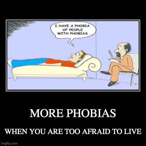 PHOBIAS | image tagged in funny,demotivationals | made w/ Imgflip demotivational maker