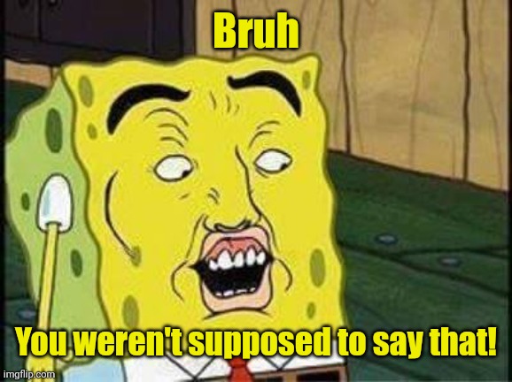 sponge bob bruh | Bruh You weren't supposed to say that! | image tagged in sponge bob bruh,you weren't supposed to do that | made w/ Imgflip meme maker