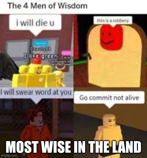 very wise | MOST WISE IN THE LAND | image tagged in roblox meme | made w/ Imgflip meme maker