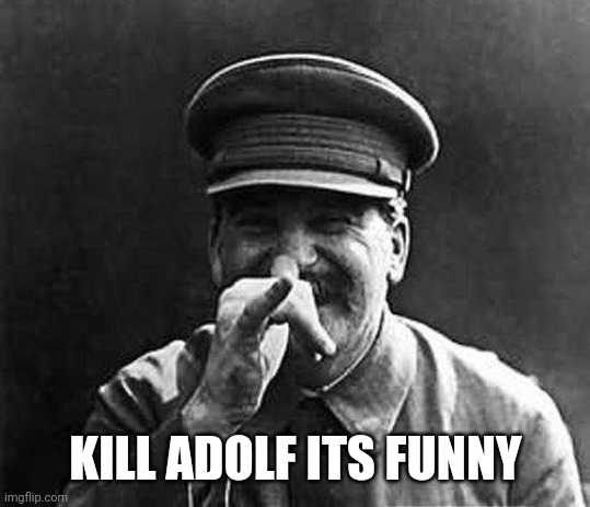 Kill adolf its funny game | KILL ADOLF ITS FUNNY | image tagged in because stalin,stalin,joseph stalin,hitler,adolf hitler | made w/ Imgflip meme maker