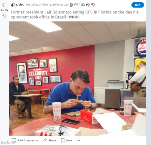 "Florida Man eats KFC after losing a national election." | made w/ Imgflip meme maker