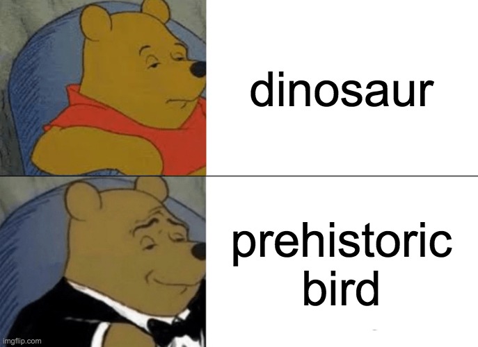 Dinosaur | dinosaur; prehistoric bird | image tagged in memes,tuxedo winnie the pooh,dinosaur | made w/ Imgflip meme maker