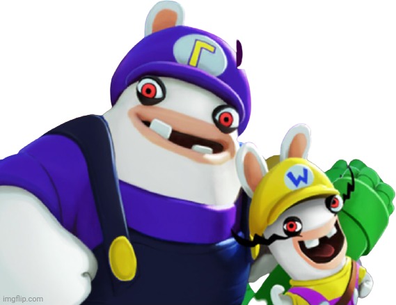 Helm Gnaw, Wario and Waluigi got turned into Rabbids | image tagged in bwario and bwaluigi | made w/ Imgflip meme maker