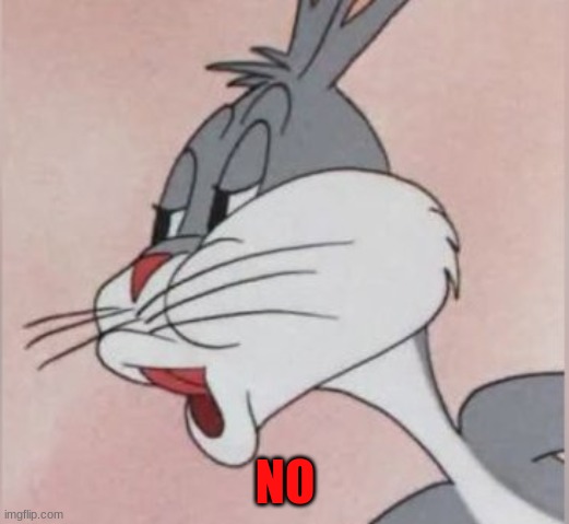 Buggs bunny No | NO | image tagged in buggs bunny no | made w/ Imgflip meme maker