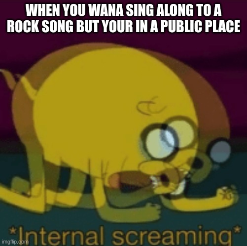 Jake The Dog Internal Screaming | WHEN YOU WANA SING ALONG TO A ROCK SONG BUT YOUR IN A PUBLIC PLACE | image tagged in jake the dog internal screaming | made w/ Imgflip meme maker