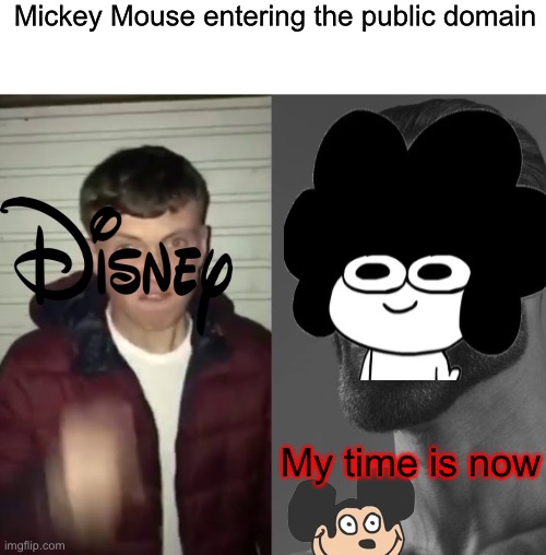 sr pelo if this happens make a Mokey movie | Mickey Mouse entering the public domain; My time is now | image tagged in average fan vs average enjoyer | made w/ Imgflip meme maker