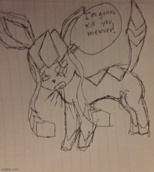 old drawing of mine | image tagged in sylceon mad at mewvee | made w/ Imgflip meme maker