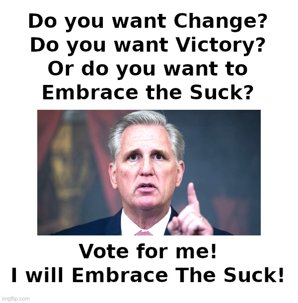 Kevin McCarthy: Embrace The Suck! | image tagged in kevin mccarthy,rino,loser,embrace the suck | made w/ Imgflip meme maker