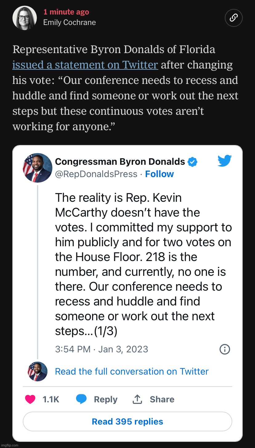 Kevin McCarthy loses another vote | image tagged in kevin mccarthy loses another vote | made w/ Imgflip meme maker