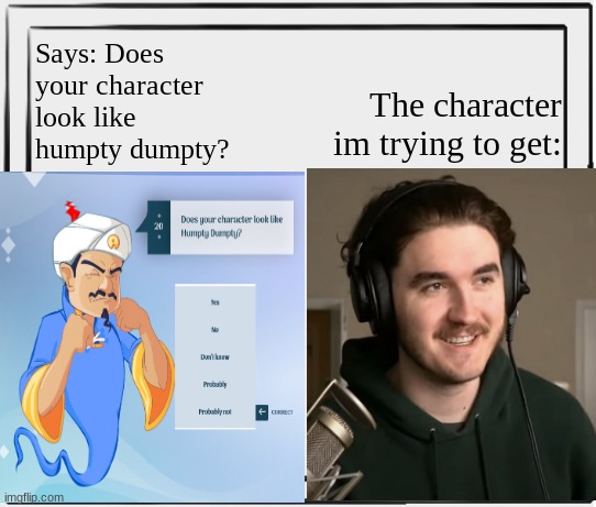 Bruhhh |  Says: Does your character look like humpty dumpty? The character im trying to get: | image tagged in funny,dsmp | made w/ Imgflip meme maker