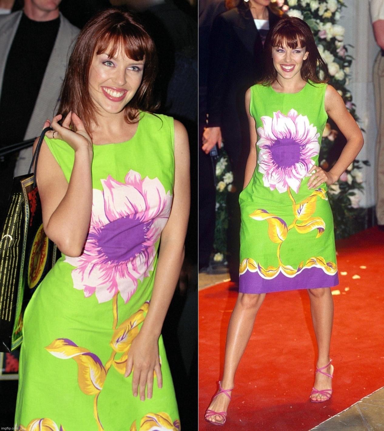 Kylie Minogue flower dress | image tagged in kylie minogue flower dress | made w/ Imgflip meme maker