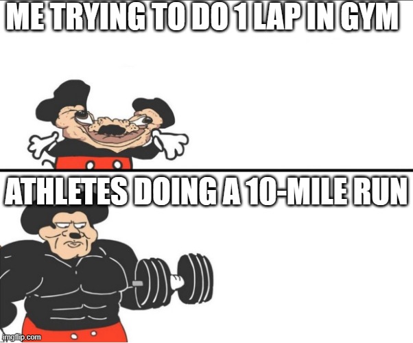 facts | ME TRYING TO DO 1 LAP IN GYM; ATHLETES DOING A 10-MILE RUN | image tagged in mokey,memes,athletes,facts,dumb,mokey's show | made w/ Imgflip meme maker