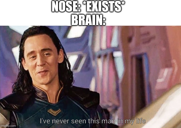 Nasal cavity | NOSE: *EXISTS*
BRAIN:; I've never seen this man in my life | image tagged in i have never met this man in my life | made w/ Imgflip meme maker