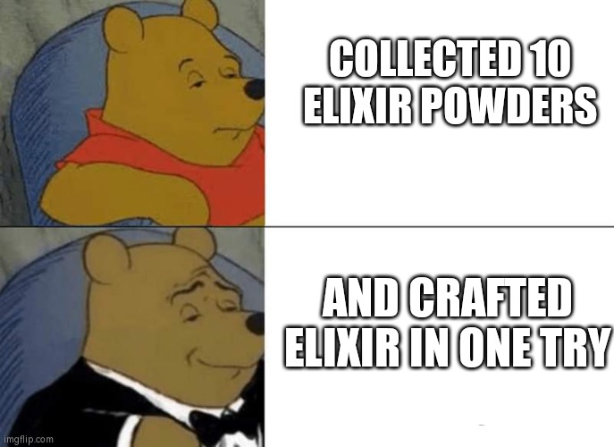 COLLECTED 10 ELIXIR POWDERS; AND CRAFTED ELIXIR IN ONE TRY | made w/ Imgflip meme maker