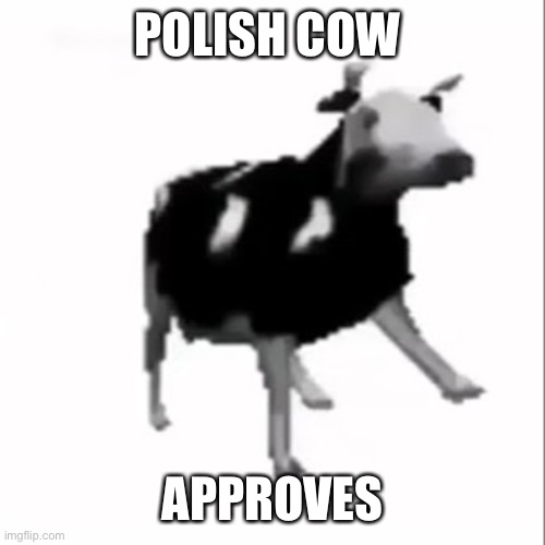 dancing polish cow | POLISH COW APPROVES | image tagged in dancing polish cow | made w/ Imgflip meme maker