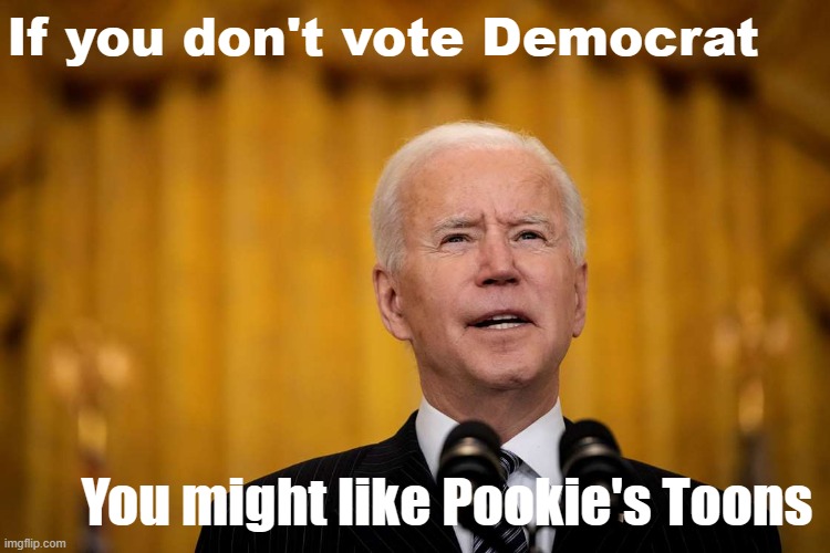 Joe Biden speech | If you don't vote Democrat; You might like Pookie's Toons | image tagged in joe biden speech | made w/ Imgflip meme maker