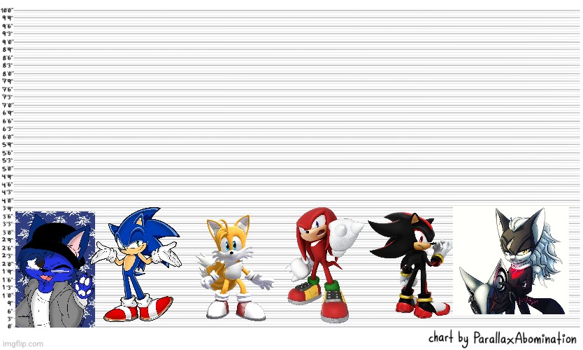 Sonic characters height comparison | image tagged in character height template | made w/ Imgflip meme maker