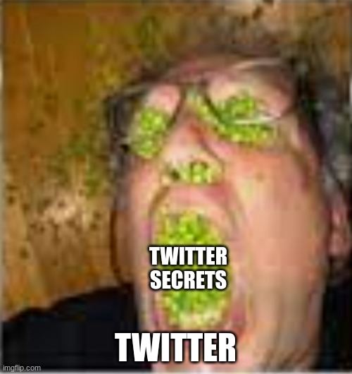 Guy with peas leaking from everywhere | TWITTER SECRETS TWITTER | image tagged in guy with peas leaking from everywhere | made w/ Imgflip meme maker