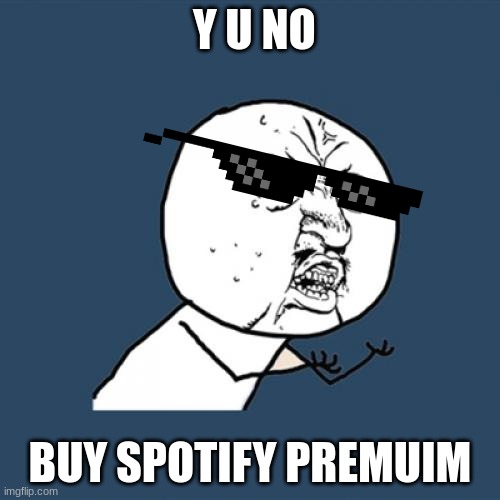 Y U No | Y U NO; BUY SPOTIFY PREMUIM | image tagged in memes,y u no | made w/ Imgflip meme maker