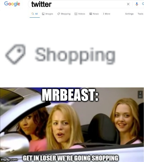 Google search shopping | twitter; MRBEAST: | image tagged in google search shopping | made w/ Imgflip meme maker