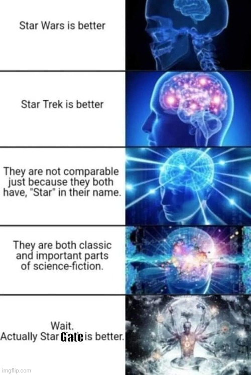 Star Wars vs star trek |  Gate | image tagged in sci-fi | made w/ Imgflip meme maker
