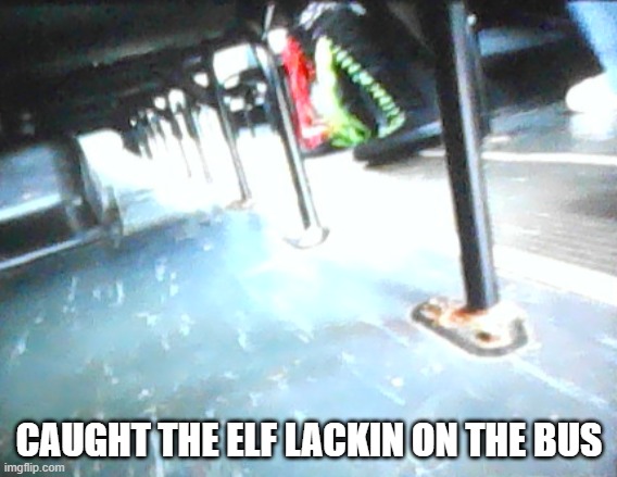 CAUGHT THE ELF LACKIN ON THE BUS | image tagged in elf,caught in 4k | made w/ Imgflip meme maker
