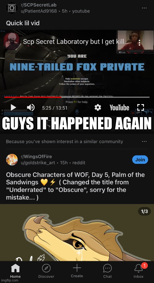 Second time but instead of a regular SCP subreddit it’s Secret Lab | GUYS IT HAPPENED AGAIN | made w/ Imgflip meme maker