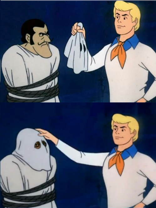 Scooby doo mask unreveal Blank Meme Template