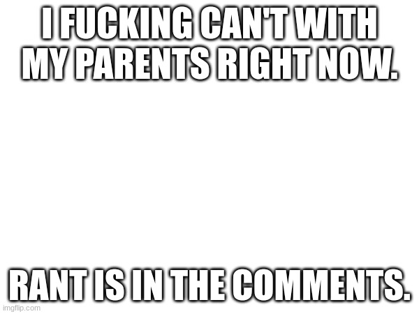 (mod note: msmg users making a 3000 word rant knowing it's gonna get made into a copypasta) | I FUCKING CAN'T WITH MY PARENTS RIGHT NOW. RANT IS IN THE COMMENTS. | made w/ Imgflip meme maker