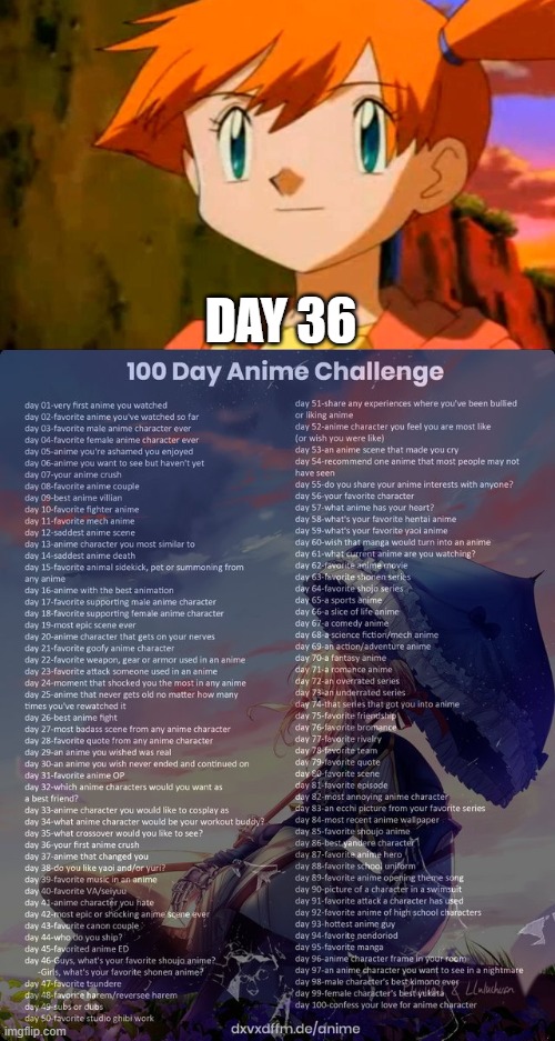 day 36 | DAY 36 | image tagged in 100 day anime challenge,pokemon,anime | made w/ Imgflip meme maker