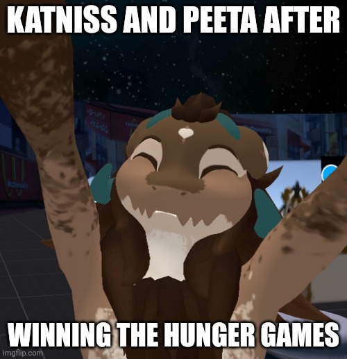 Espresso Wicker | KATNISS AND PEETA AFTER; WINNING THE HUNGER GAMES | image tagged in espresso wicker,the hunger games | made w/ Imgflip meme maker