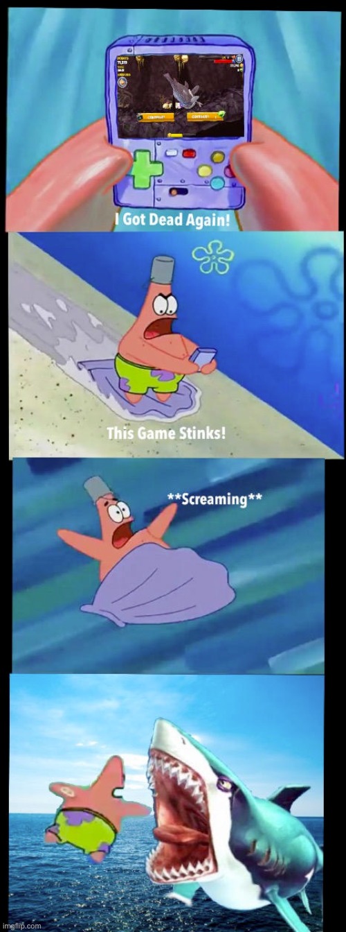 Rip bozo | image tagged in gaming,memes,funny,repost,spongebob,shark | made w/ Imgflip meme maker